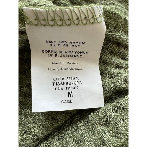 LUSH NORDSTROM ~ Sage Green Long Sleeve Waffle Knit Babydoll Top Size M - Picture 6 of 7